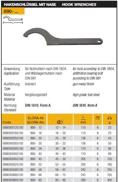 890-... Hook Wrenches