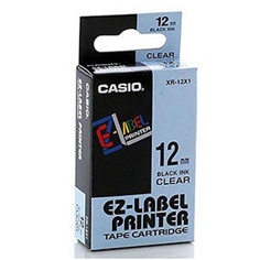 เทปพิมพ์อักษร Casio XR-12X1 - ตัวอักษรดำพื้นใส