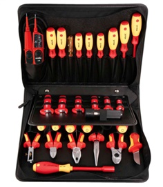 Tool kit 29 pieces tools insulated to VDE fully mounted in a tool case
