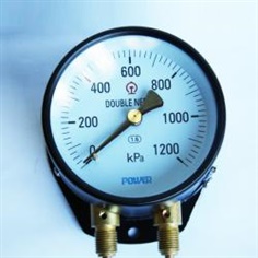 100mm steel and brass material bottom type with flange double needle pressure train gauge รหัส Y-100A