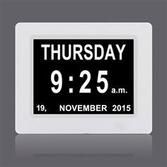 Digital Calendar Day Clock นาฬิกาดิจิตอลแขวนผนังและตั้งโต๊ะ ขอบสีขาว ขนาด 22*18 ซม.