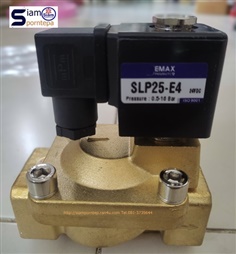 SLP-25-24V Solenoid valve 2/2 size 1" ไฟ 24V DC AC ทองเหลือง ใช้กับ น้ำ ลม แก๊ส แรงดันสูง Pressure 0-16 bar 0-240 psi จากใต้หวัน ส่งฟรีทั่วประเทศ