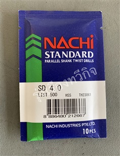 ดอกสว่าน HSS เจาะเหล็ก 4.0 mm. L500 NACHI