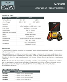 DC Porosity Detector, Model: DC15 & DC30, Brand: PCWI Compact
