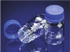 Fisherbrand graduated borosilicate glass media bottles, with blue polypropylene 