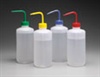 Nalgene Color-Coded Wash Bottles; LDPE bottle, PP screw closure/stem and draw tu