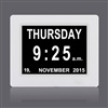 Digital Calendar Day Clock นาฬิกาดิจิตอลแขวนผนังและตั้งโต๊ะ ขอบสีขาว ขนาด 22*18 ซม.