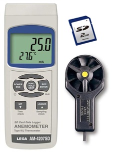 เครื่องวัดความเร็วลม บันทึกข้อมูลด้วย SD Card [ANEMOMETER (SD CARD, REAL TIME DATALOGGER)] AM-4207SD