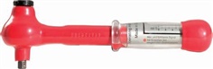 Insulated mini torque wrench with reversible ratchet head