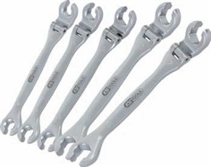 CHROMEplus open double ring spanner set, with flexible joint