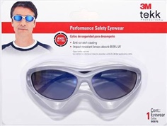 3M Safety Glasses, Silver Frame, Blue Mirror Lens แว่นตานิรภัย กรอบสีเงิน เลนส์สะท้อนสีฟ้า 