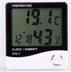 HY02-เครื่องวัดอุณหภูมิ เครื่องวัดความชื้น และนาฬิกา HTC1