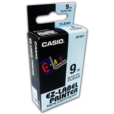 เทปพิมพ์อักษร Casio XR-12X1 - 9 mm. ตัวอักษรดำพื้นใส
