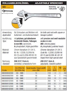 60-... Adjustable Wrenches