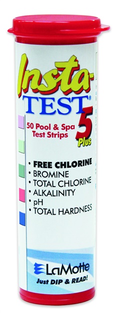 Lamotte Insta-TEST 5 Plus : Pool & Spa Test Strip (Free Chlorine, Bromine, Total Chlorine, Alkalinity, pH, Total Hardness)