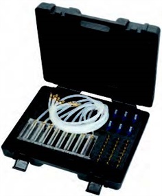 Common rail injector test assortment with 8 measurement pipes