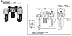 NISCON Filter, Regulator, Lubricator (F.R.L.) Unit BN-25T6 Series