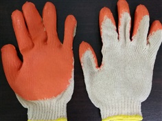 ถุงมือผ้าเคลือบยางสีส้ม