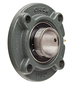 UCFC210 ( 50 mm,)  Light Duty Piloted Flange Bearing, 4 Bolts, Setscrew Lock, Regreasable, Contact and Flinger Seals, Cast Iron
