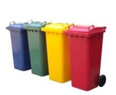 ถังขยะพลาสติก มีล้อ2ล้อ 120 ลิตรฝาเรียบ ขนาด495x555x990 เขียว เหลือง แดง น้ำเงิน เกรด HDPE