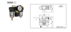 NISCON Filter, Regulator, Lubricator (F.R.L.) Unit BN-2520 Series