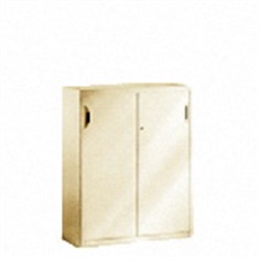 Sliding steel door cabinet with 1 shelf 900w x 400d x 1150h mm.