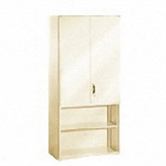 open shelvimg &double swing door cabinet with 2 shelves 900w x 400d x 1950h mm.