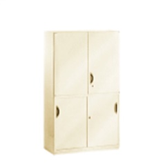 Sliding steel door & double swing door cabinet with 2 shelves 900w x 400d x 1550h mm.