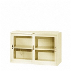 sliding glass door cabinet with 1 shelf 1200w x 450d x 750h mm.