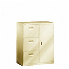 drawer filing cabinet with 3 drawers & 1 swing door 900w x 450d x 1100h mm.