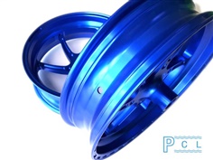 Blue anodized aluminum wheels