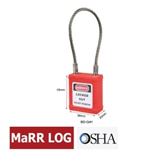 แม่กุญแจนิรภัย ก้านสลิงลวด Safety Padlock MaRR LOG BD-G41 (สีแดง)