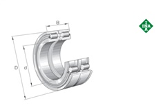 SL045022PP Cylindrical roller bearing Cylindrical roller bearing SL045022-PP-2NR, full complement roller set, two-row, locating bearing, central rib on outer ring, 3 ribs on inner ring, type SL04