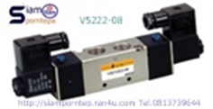 V5222-08-24DC Solenoid valve 5/2 size 1/4" ไฟ 24DC Double coil หรือ คอยล์คู่ Pressure 0-10 bar ใช้ควบคุมทิศทางลม ราคาถูก ทนทาน ส่งฟรีทั่วประเทศ