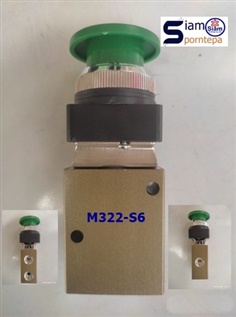 M322-08-S6 Mechanicle valve 3/2 size 1/4"สีเขียว Spring Return ปุ่มกดสีเขียว สปริงดีดกลับ ส่งฟรี