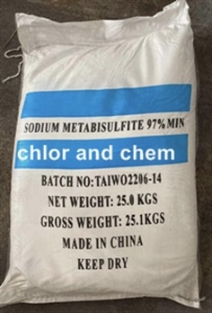 โซเดียม เมทต้าไบซัลไฟต์ (Sodium metabisulfite 97% Tech grade) ขนาดบรรจุ 25 กก./ถุง