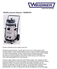 Wet/Dry Vacuum Cleaner, Brand : Weidner (Germany)