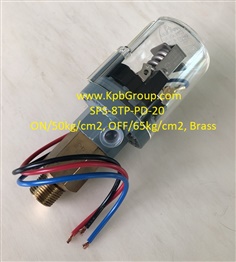 SANWA DENKI Pressure Switch SPS-8TP-PD-20, ON/50KG/CM2, OFF/65KG/CM2, Brass