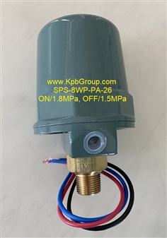 SANWA DENKI Pressure Switch SPS-8WP-PA-26, ON/1.8MPa, OFF/1.5MPa, Brass, R3/8
