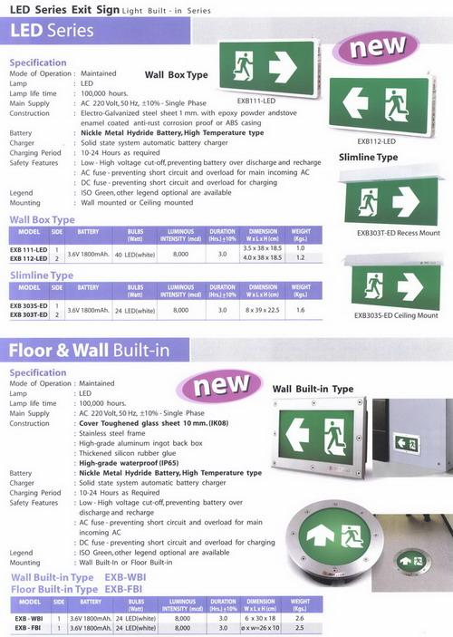 L.E.D. emergency exit and fire exit sign luminaires,โคมไฟป้ายทางออกฉุกเฉิน L.E.D. emergency exit sign lighting luminaires,brighter impact / c.e.e. / c-tl / max-bright / iverlux,Plant and Facility Equipment/HVAC/Equipment & Supplies