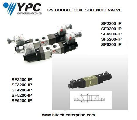 YPC- 5/2 SOLENOID VALVE DOUBLE COIL,YPC-SF2200-IP /SF3200-IP /SF4200-IP /SF5200,YPC,  YONWOO,Machinery and Process Equipment/Machinery/Pneumatic Machine