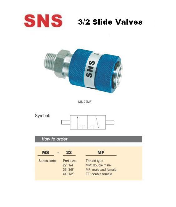 SNS- Slide Valves ,SNS-SLIDE VALVES MM-22MF /MF-33MF ,MF-44MF,SNS,Machinery and Process Equipment/Machinery/Pneumatic Machine
