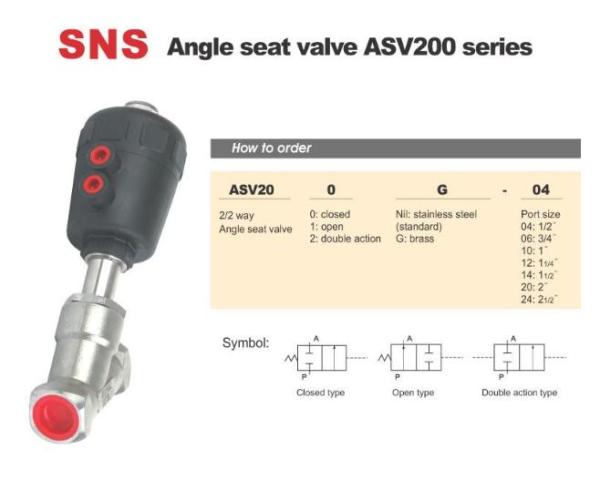 SNS- Angle Seat Valve ASV200 Series,SNS- pISTON CONTROL VALVES ASV200-04 / ASV200-06 /A,SNS,Pumps, Valves and Accessories/Valves/Control Valves
