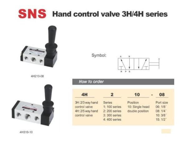 SNS - 3/2. 5/2 Hand Control Valve 3H/4H Series,SNS- Hand Control Valve 4H210-08 / 4H310-10 / hand valve,SNS,Pumps, Valves and Accessories/Valves/Control Valves
