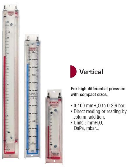เครื่องวัดความดัน Liquid column manometers ,เกจน์วัดแรงดัน Manometer มิเตอร์วัดแรงดัน,KIMO,Instruments and Controls/Meters