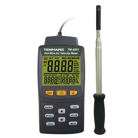 เครื่องวัดความเร็วลมแบบ Hot Wire Anemometer รุ่น TM-4001,เครื่องวัดความเร็วลม แบบหัวลมร้อน,Anemometer Air Velocity Meter, เครื่องวัดปริมาตรลม CFM/CMM,Tenmars,Instruments and Controls/Air Velocity / Anemometer