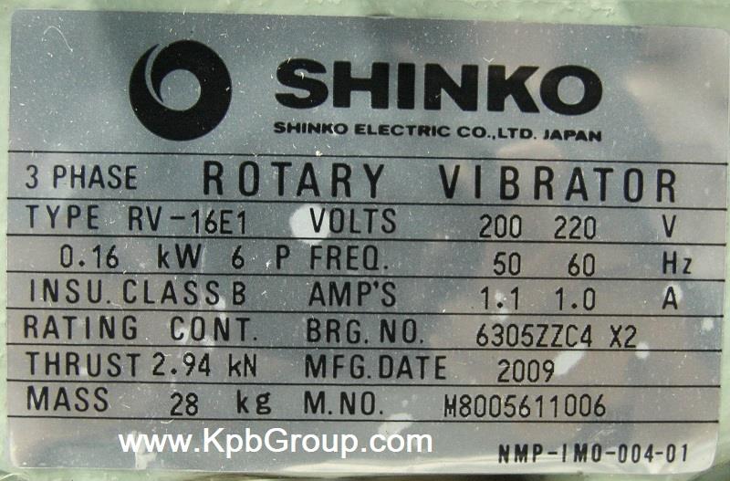 SHINKO Vibrating Motor RV-16E1, 200V/50Hz