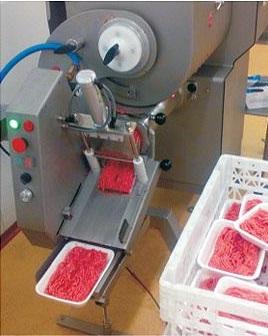 เครื่องแบ่งเนื้อบดใส่ถาด (placing minced meat on trays),เครื่องแบ่งเนื้อบดใส่ถาด,MAINCA,Machinery and Process Equipment/Machinery/Food Processing Machinery