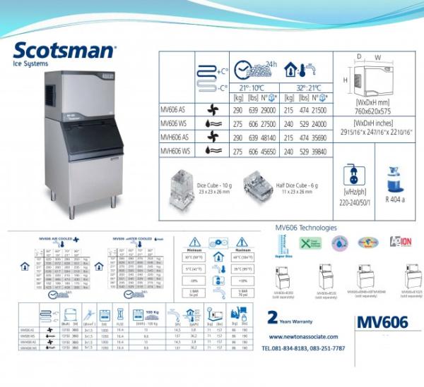 เครื่องทำน้ำแข็งสี่เหลี่ยม Scotsman รุ่น MV606,เครื่องทำน้ำแข็ง, เครื่องทำน้ำแข็งสี่เหลี่ยม, MV606 , Scotsman,Scotsman,Machinery and Process Equipment/Machinery/Ice Making Machine