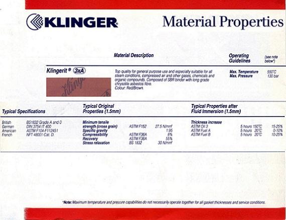 ปะเก็นแผ่นใยหิน หรือ asbestos fibre jointing ยี่ห้อ klinger รุ่น klingerit,klinger,ปะเก็นแผ่น,fibre jointing,ปะเก็น,gasket ,klinger,Pumps, Valves and Accessories/Maintenance Supplies